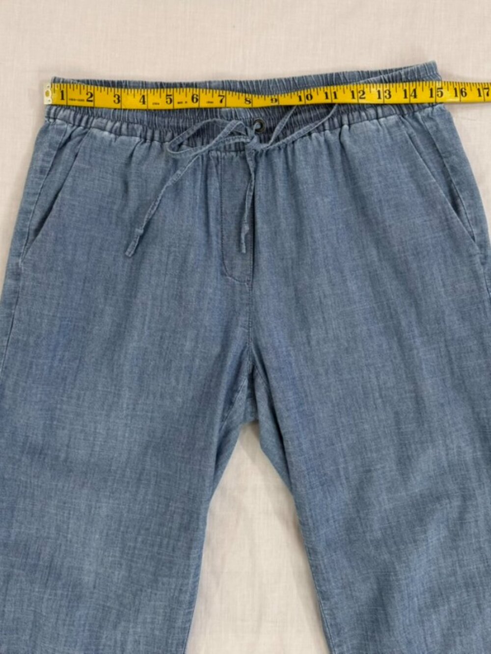 J.Crew Chambray Drawstring Jogger Pants Women's Size 6 Blue 100% Cotton - Picture 6 of 11